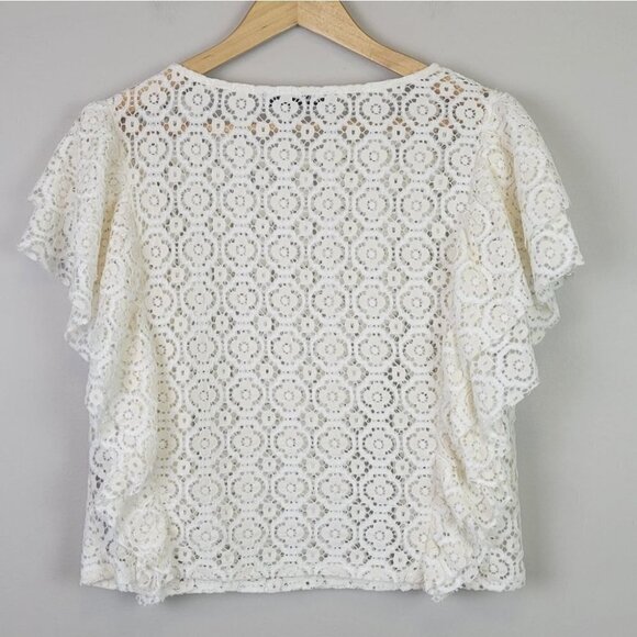 zara Ruffle Lace Top Ivory L - Picture 4 of 10